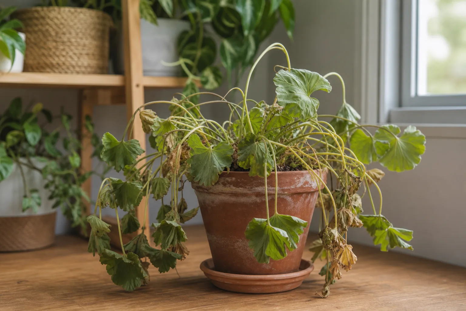 Wilting on Geranium - visible symptom on the plant
