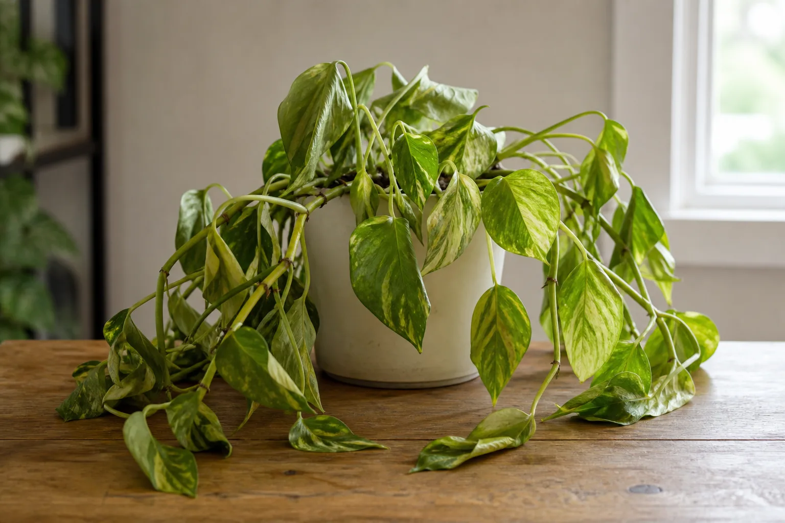 Drooping Leaves on Golden Pothos - visible symptom on the plant