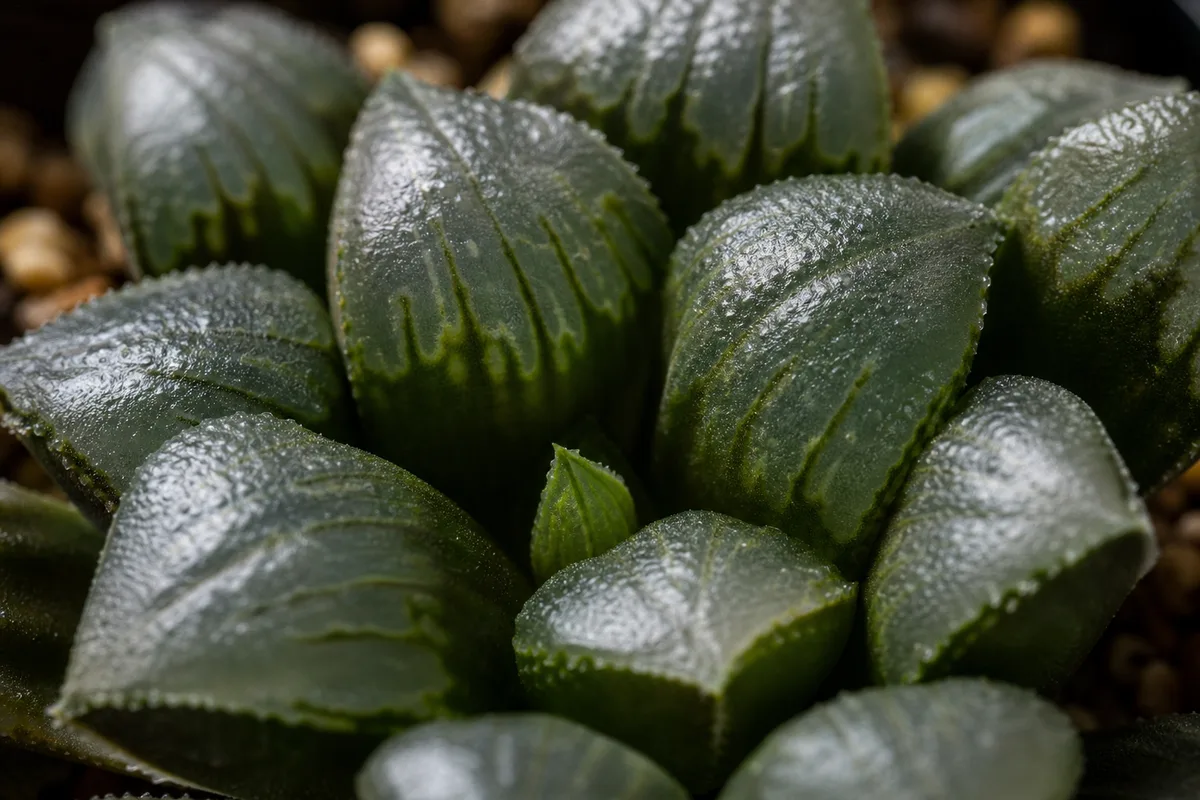 Close-up of Slow Growth on Haworthia - diagnostic detail