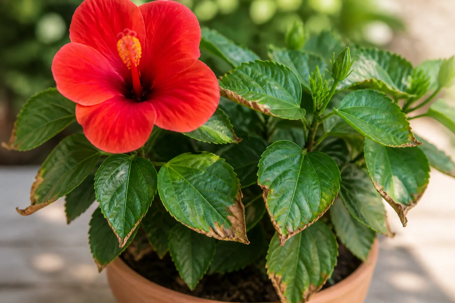 Brown Tips on Hibiscus - visible symptom on the plant