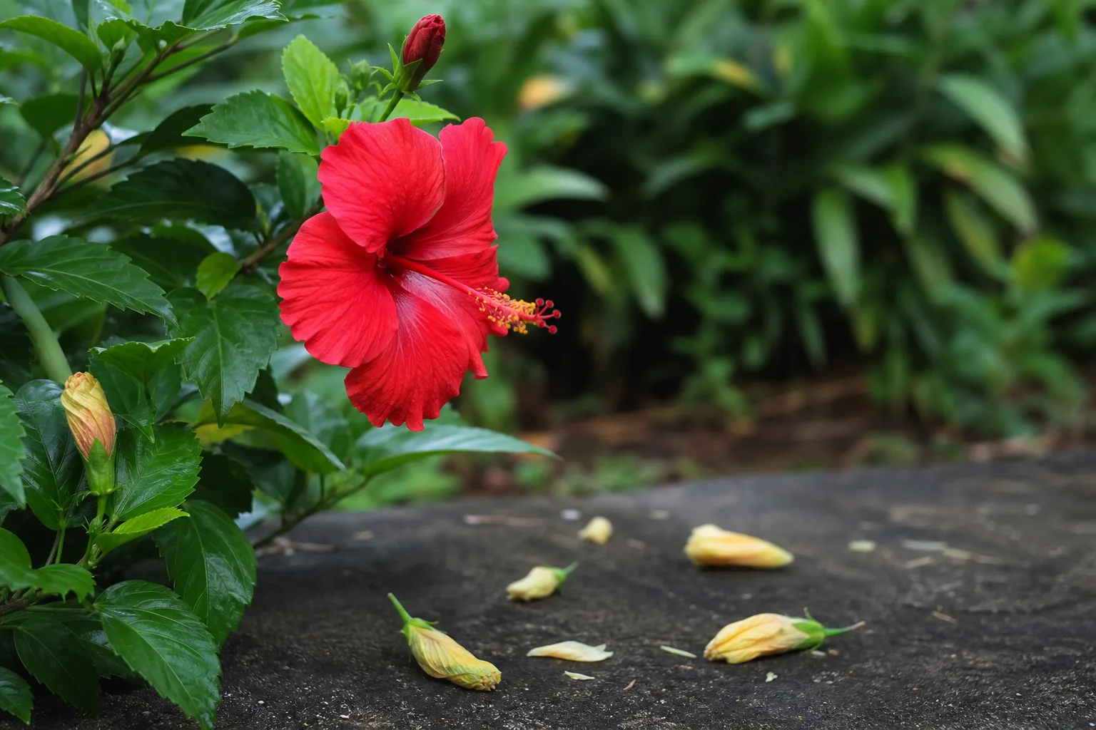 Bud Drop on Hibiscus - visible symptom on the plant