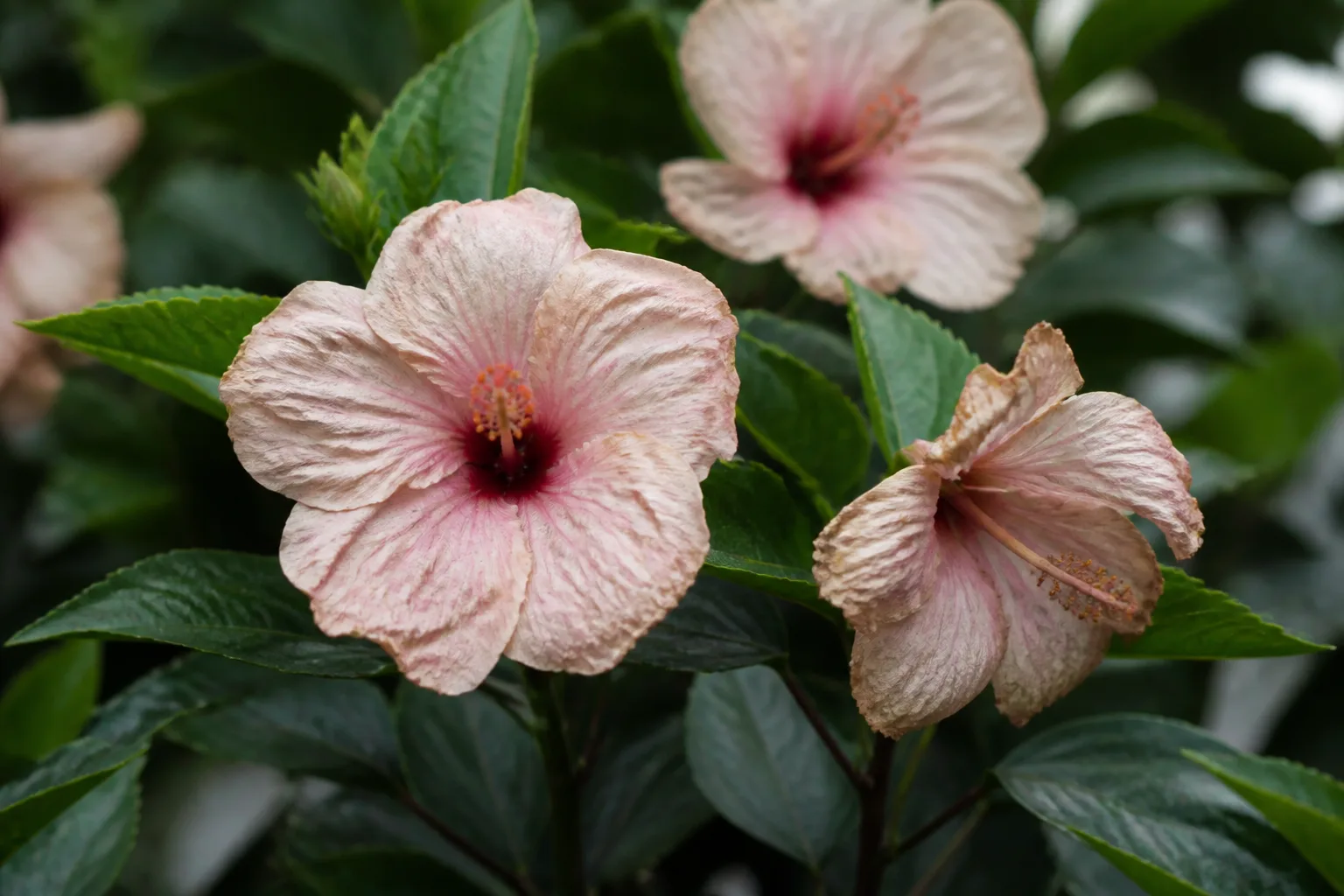 Faded Flowers on Hibiscus - visible symptom on the plant
