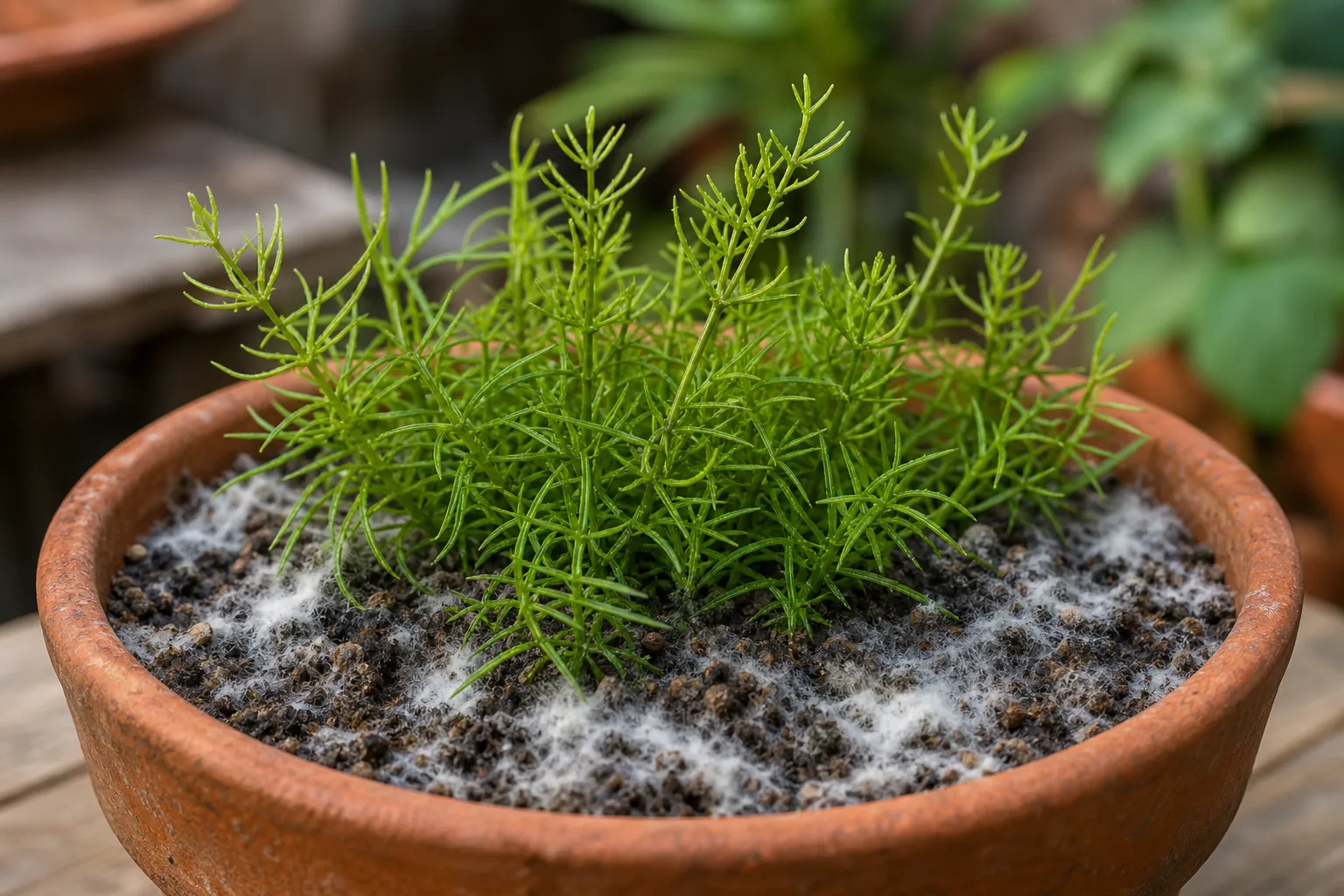 Mold on Soil on Hornwort - visible symptom on the plant