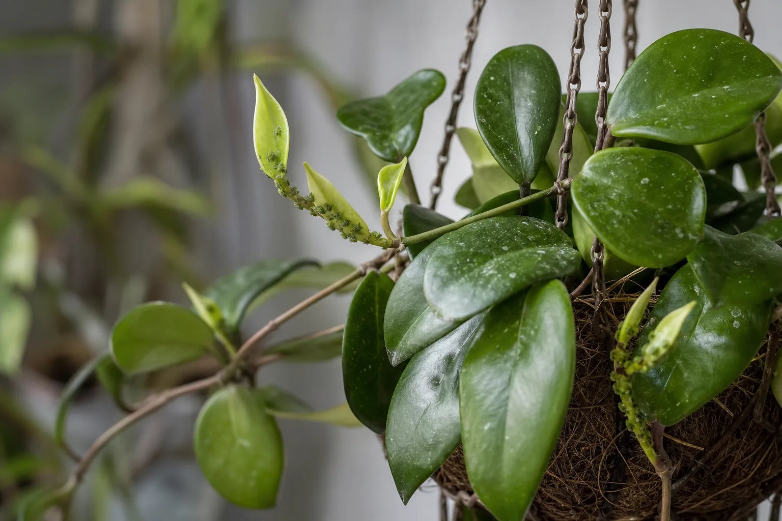 Aphids on Hoya Carnosa - visible symptom on the plant