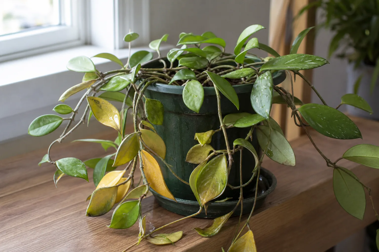 Root Rot on Hoya Carnosa - visible symptom on the plant