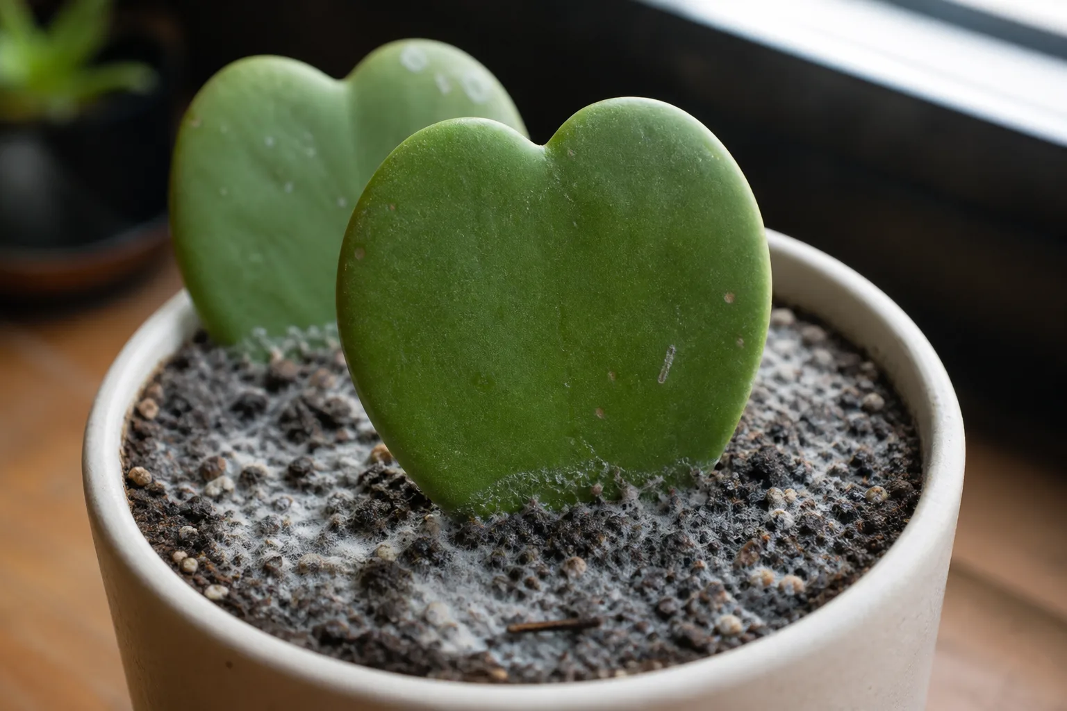 Mold on Soil on Hoya Kerrii - visible symptom on the plant