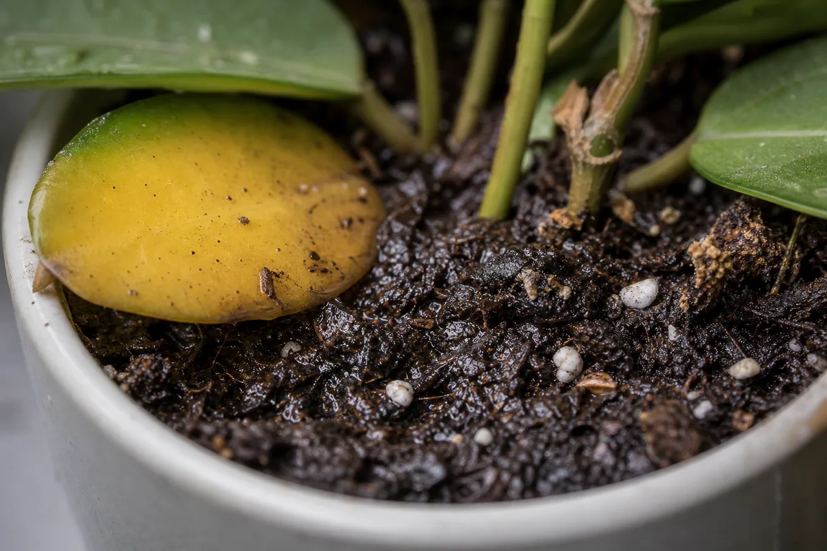 Close-up of Overwatering on Hoya - diagnostic detail