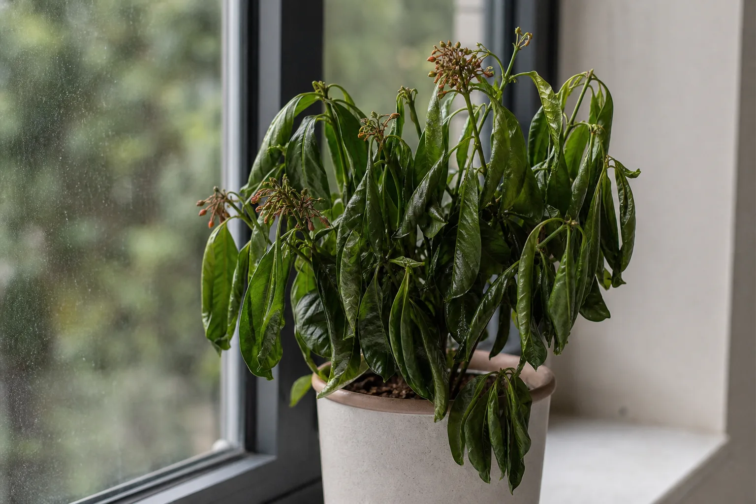 Wilting on Ixora - visible symptom on the plant