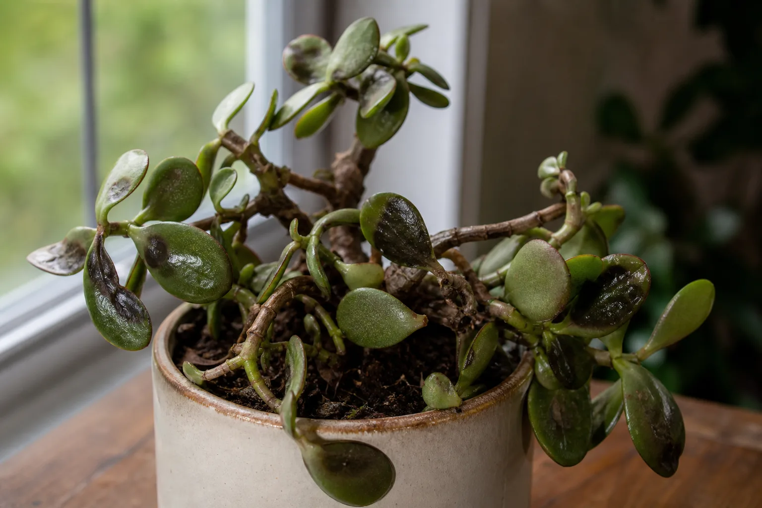 Bacterial Wilt on Jade Plant - visible symptom on the plant