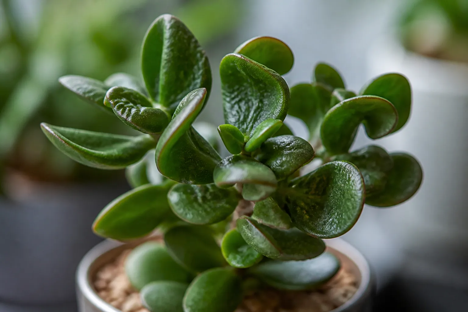 Distorted Leaves on Jade Plant - visible symptom on the plant