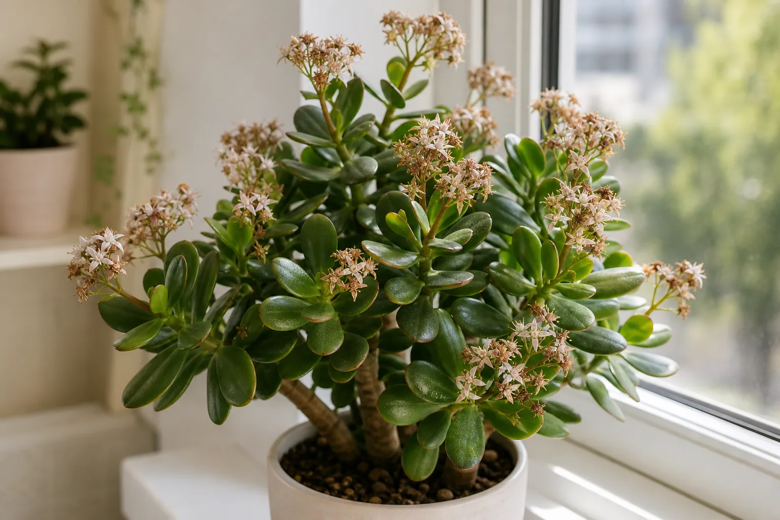 Faded Flowers on Jade Plant - visible symptom on the plant
