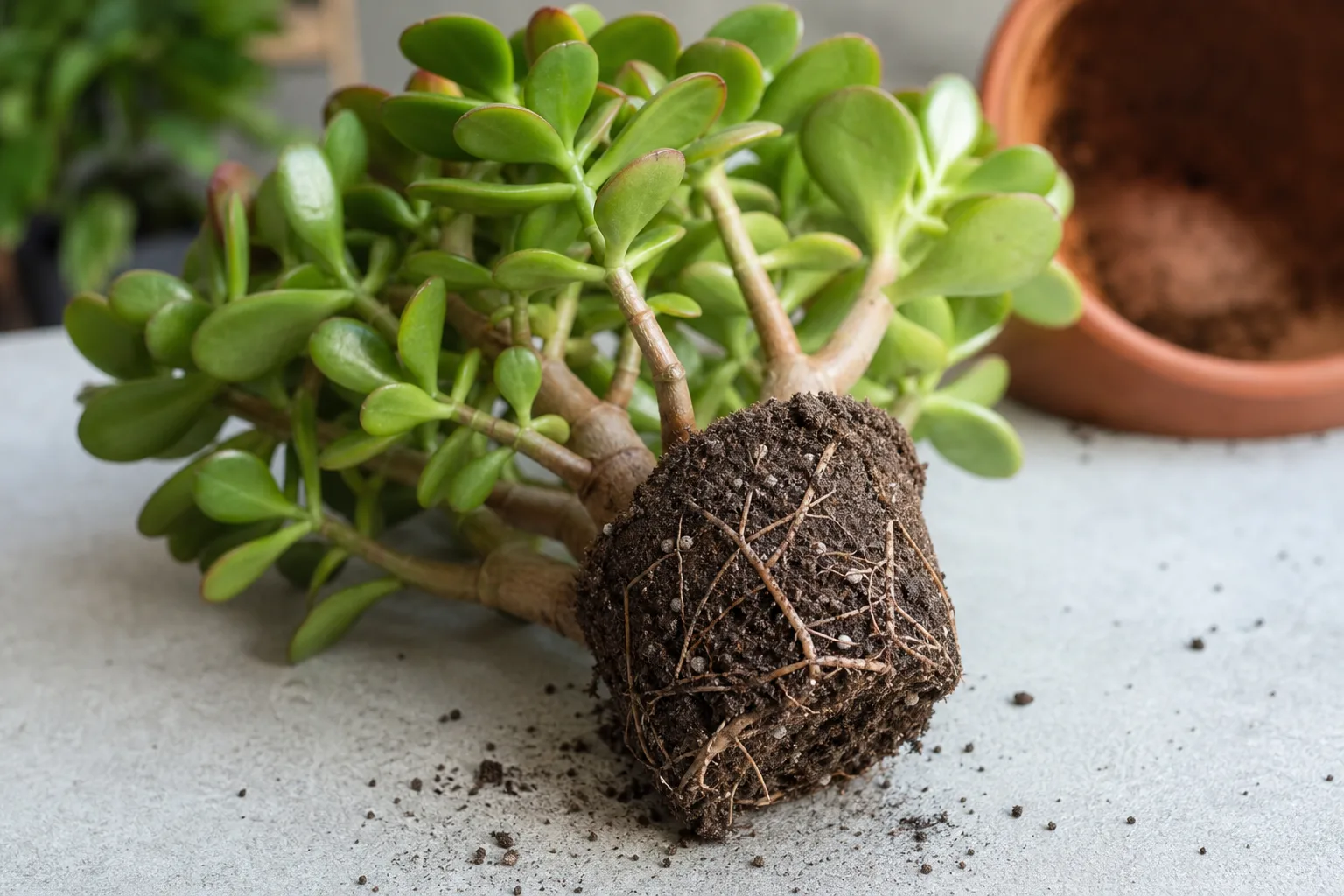 Poor Root Growth on Jade Plant - visible symptom on the plant