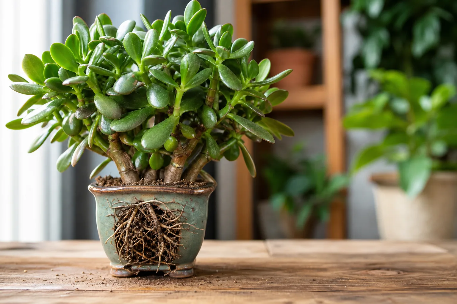 Pot Too Small on Jade Plant - visible symptom on the plant