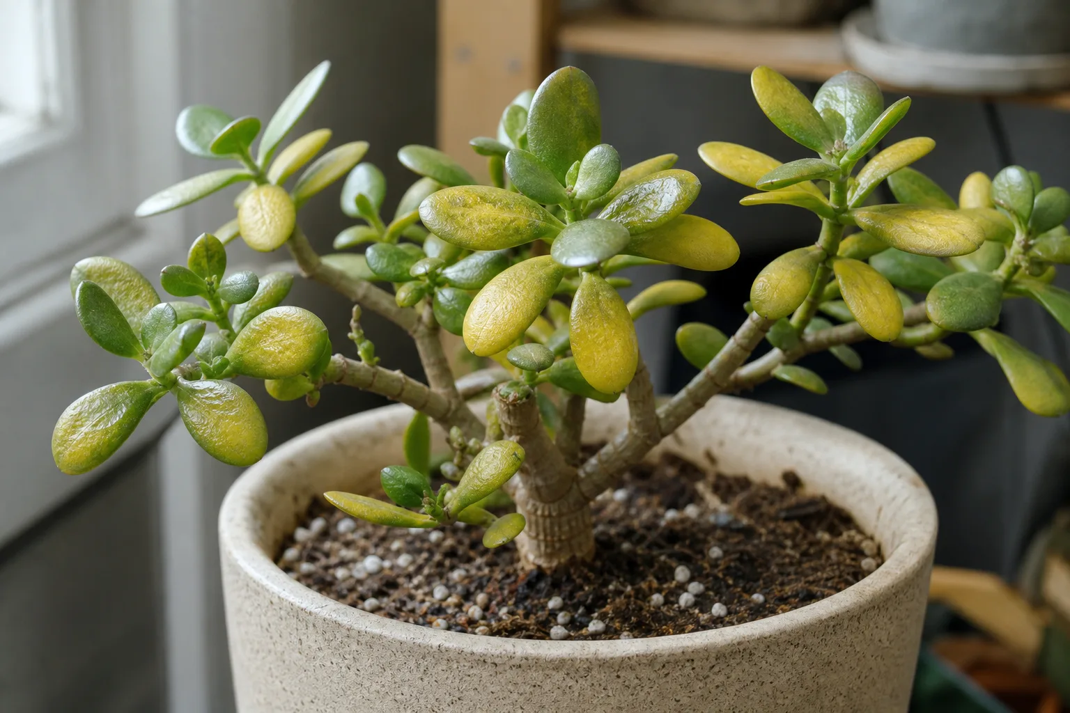 Soil Too Alkaline on Jade Plant - visible symptom on the plant