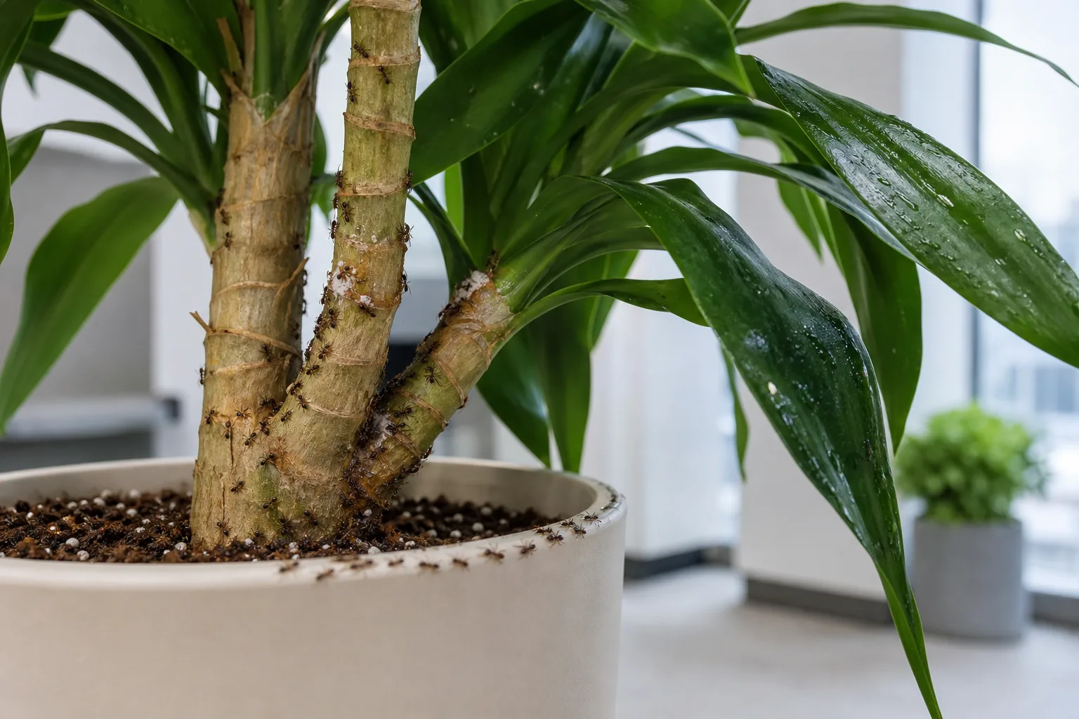 Ants on Plant on Janet Craig Dracaena - visible symptom on the plant