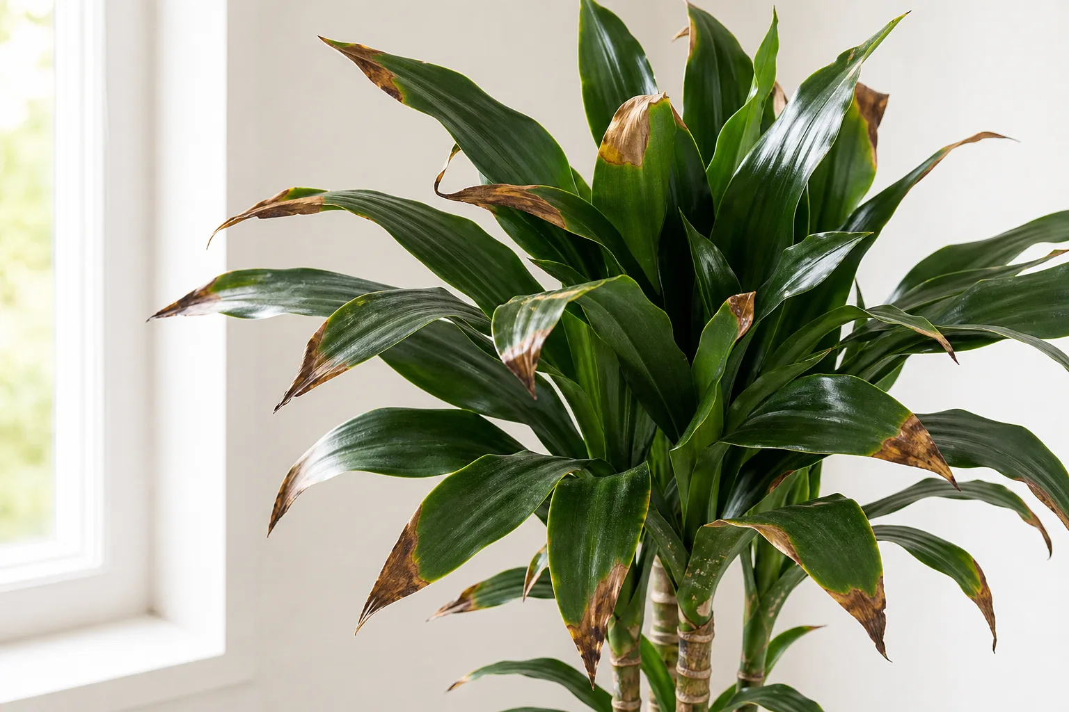 Brown Tips on Janet Craig Dracaena - visible symptom on the plant