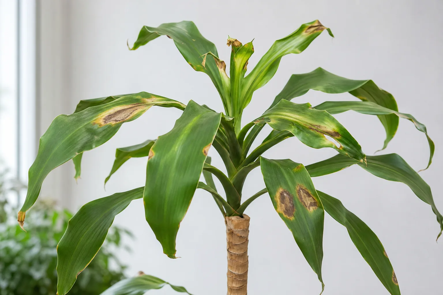Calcium Deficiency on Janet Craig Dracaena - visible symptom on the plant