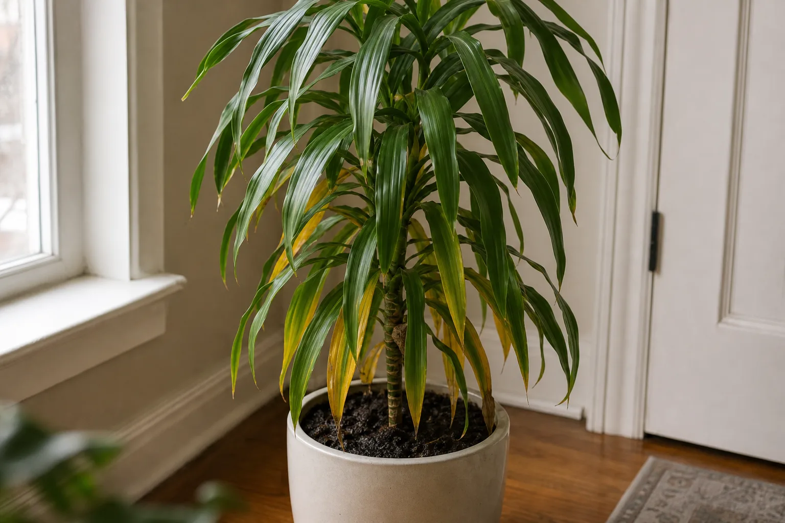 Overwatering on Janet Craig Dracaena - visible symptom on the plant