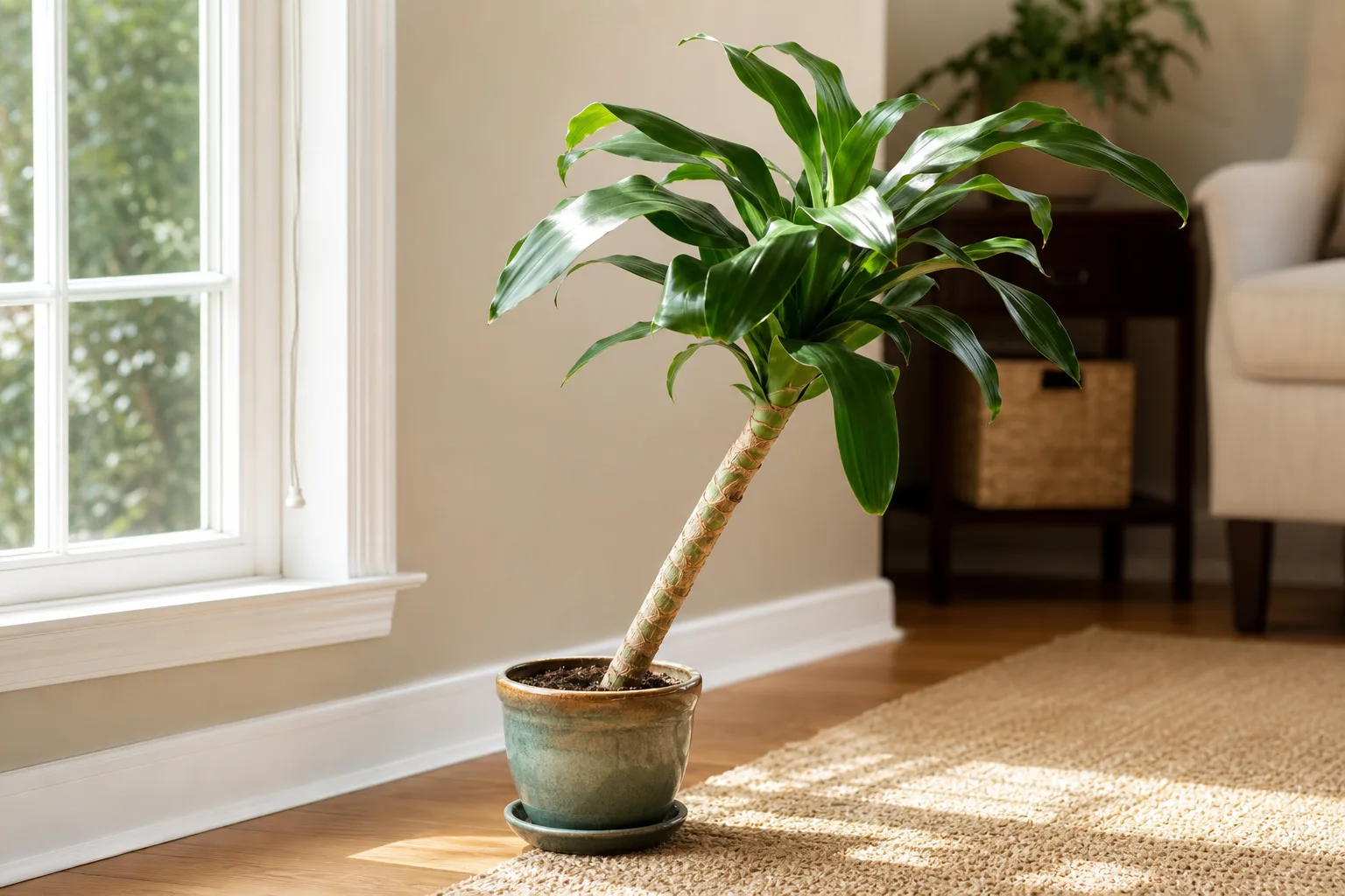 Plant Leaning on Janet Craig Dracaena - visible symptom on the plant