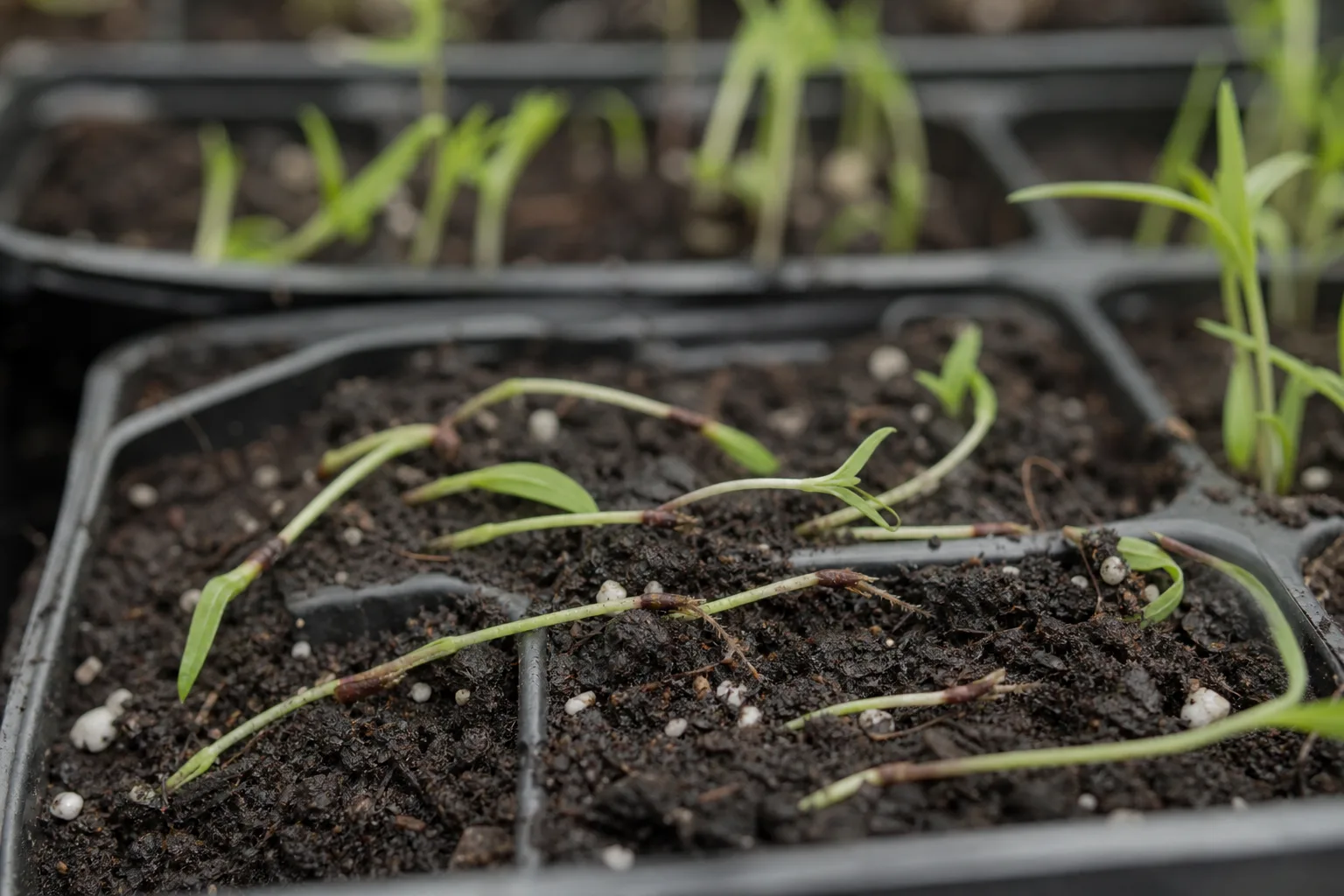 Seedlings Falling Over on Janet Craig Dracaena - visible symptom on the plant