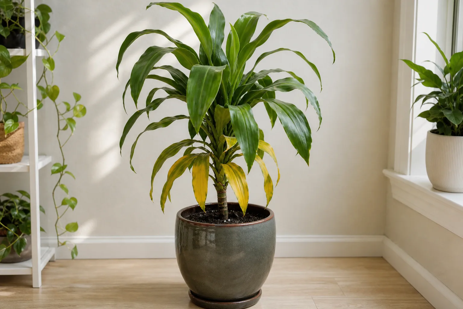 Yellow Leaves on Janet Craig Dracaena - visible symptom on the plant