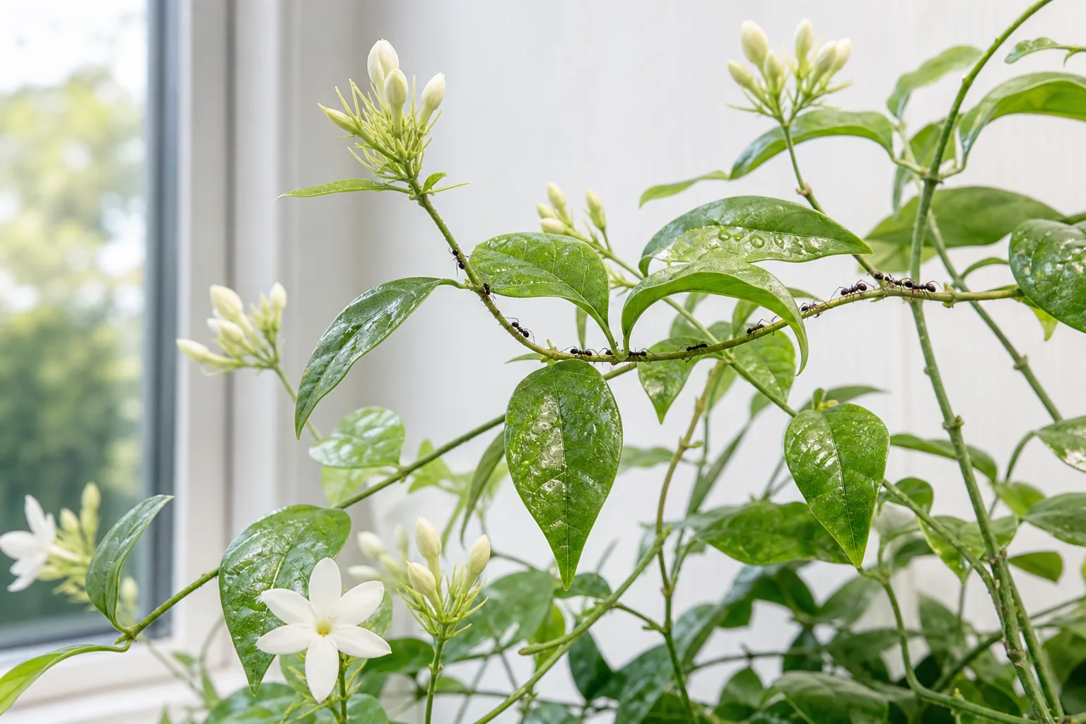 Ants on Plant on Jasmine - visible symptom on the plant