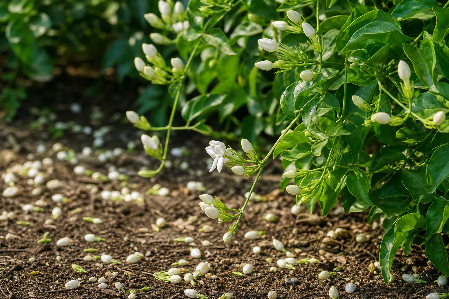 Bud Drop on Jasmine - visible symptom on the plant