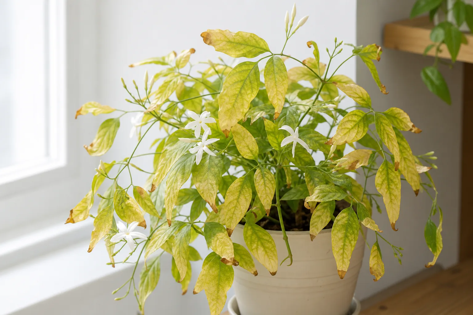Nutrient Lockout on Jasmine - visible symptom on the plant