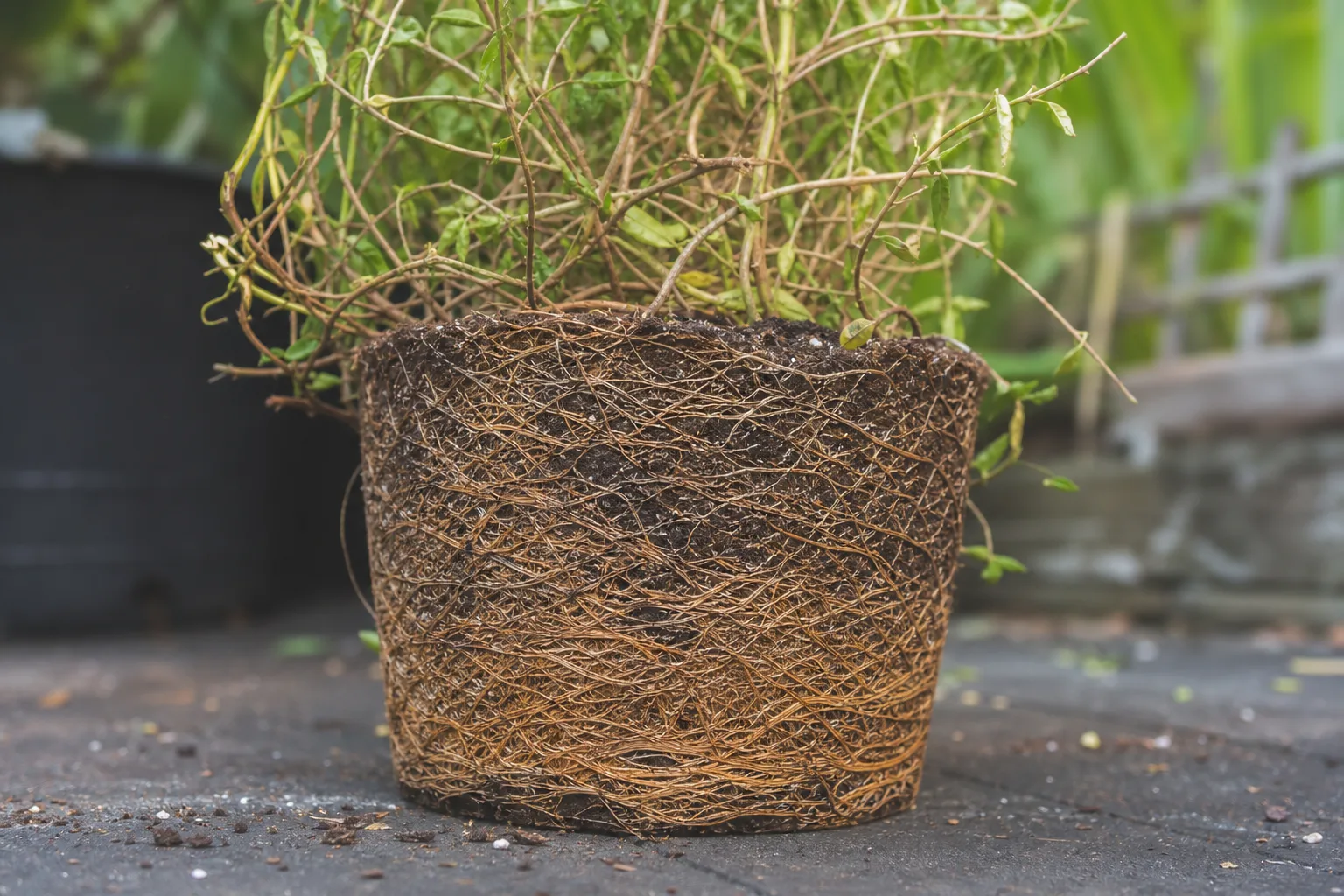 Root Bound on Jasmine - visible symptom on the plant