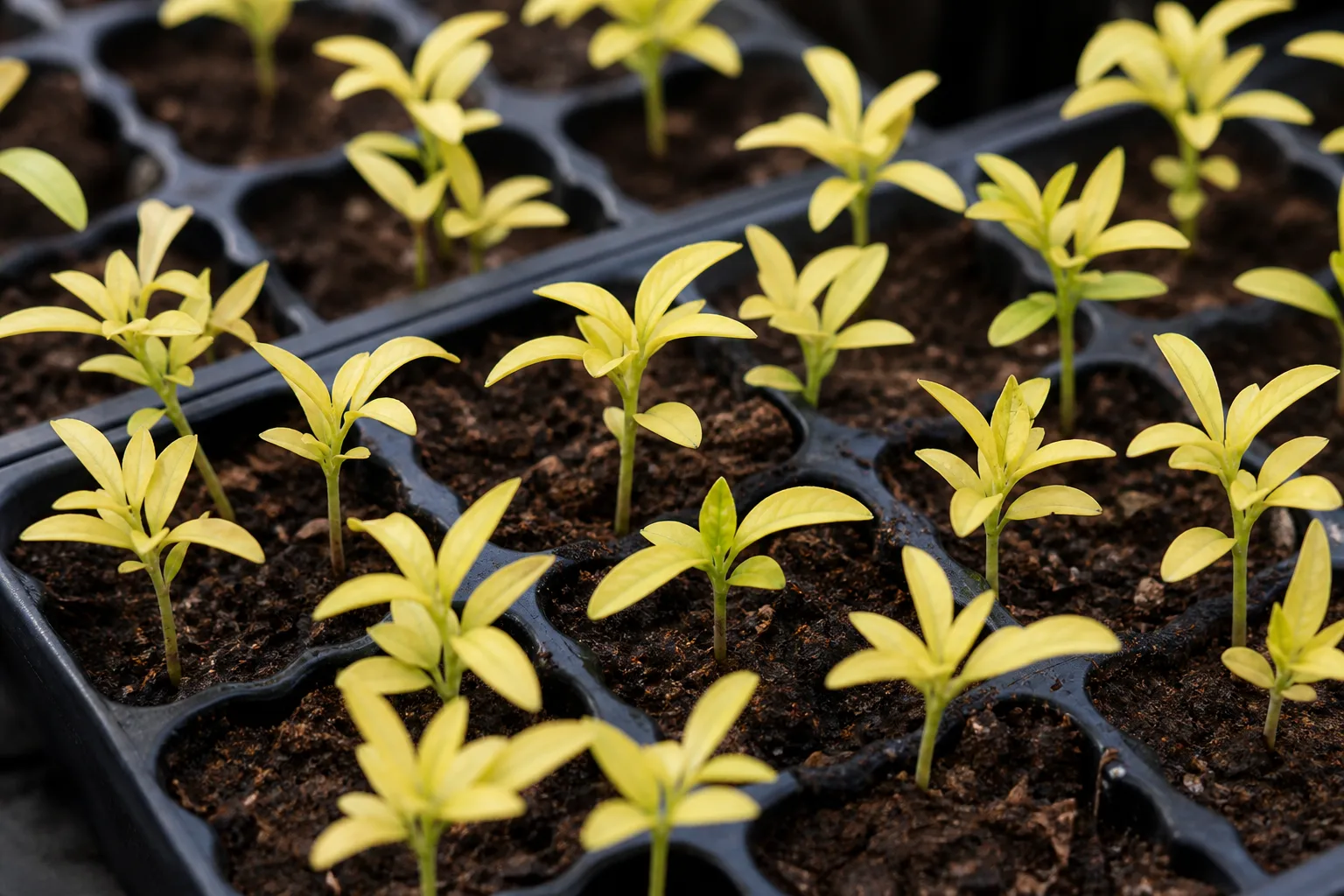 Yellow Seedlings on Jasmine - visible symptom on the plant