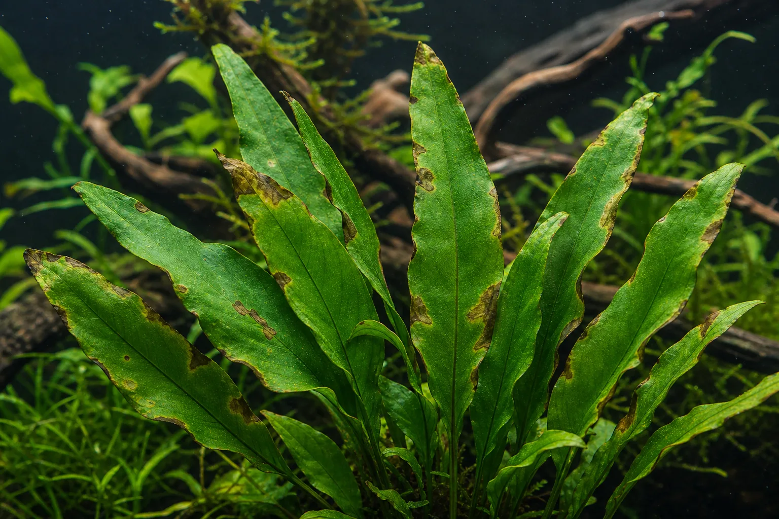 Fertilizer Burn on Java Fern - visible symptom on the plant
