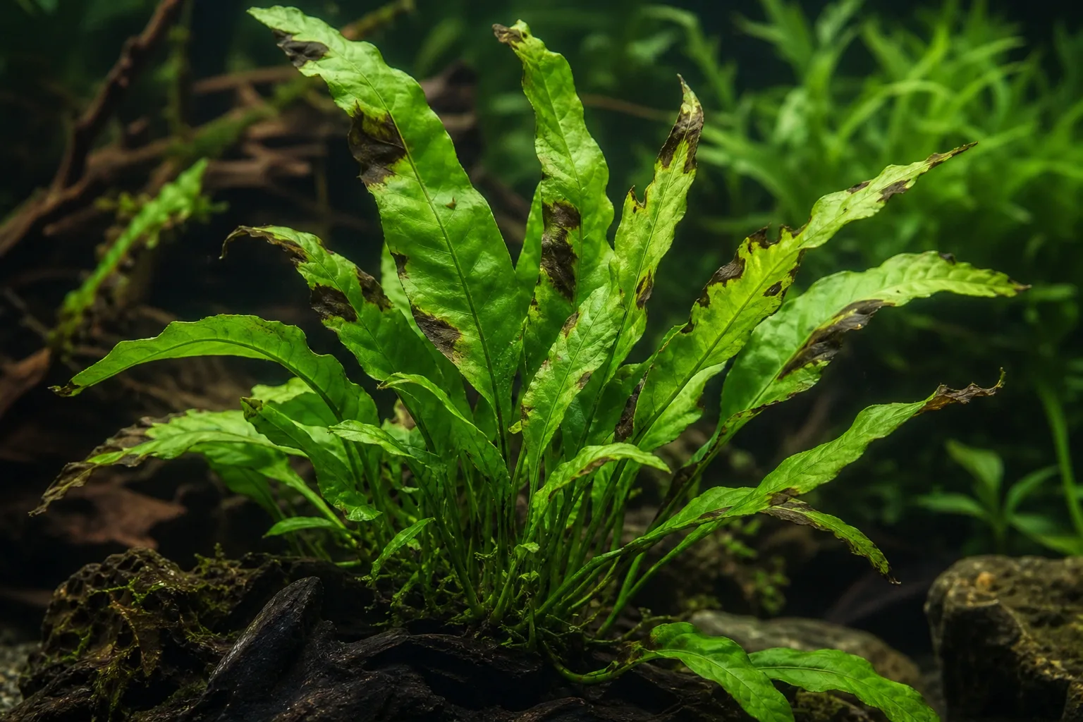 Overfertilization on Java Fern - visible symptom on the plant