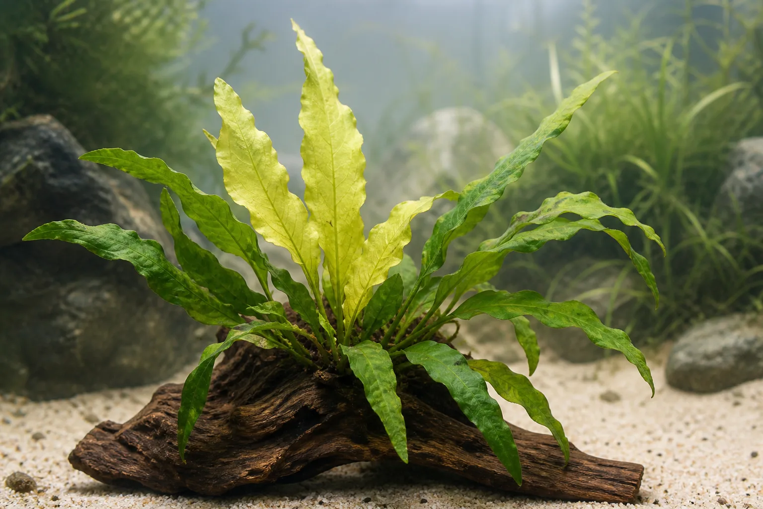 Pale Leaves on Java Fern - visible symptom on the plant