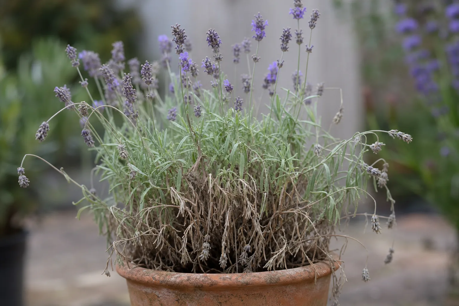 Bacterial Wilt on Lavender - visible symptom on the plant