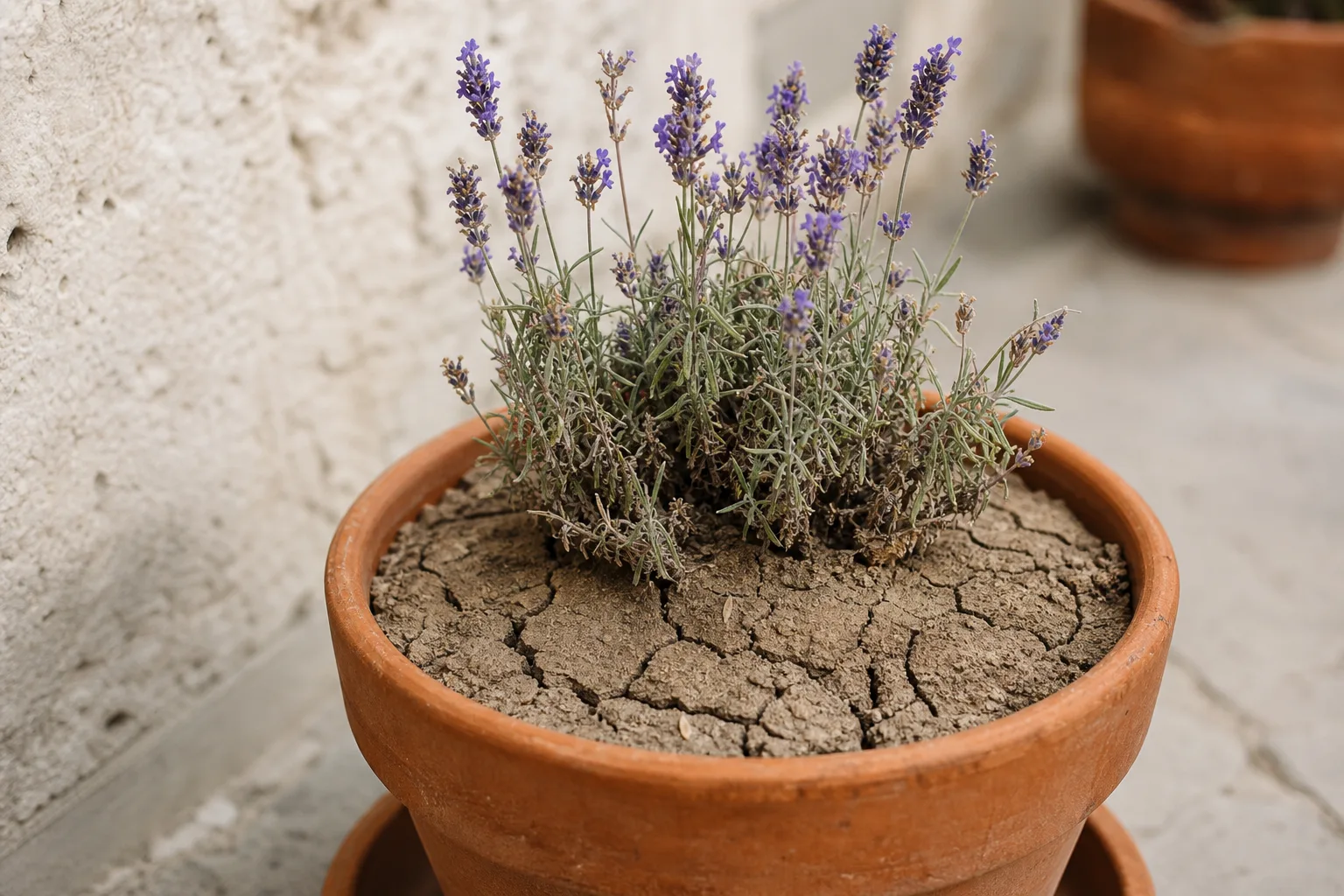 Compacted Soil on Lavender - visible symptom on the plant