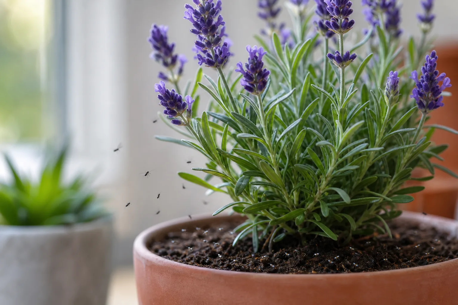 Fungus Gnats on Lavender - visible symptom on the plant
