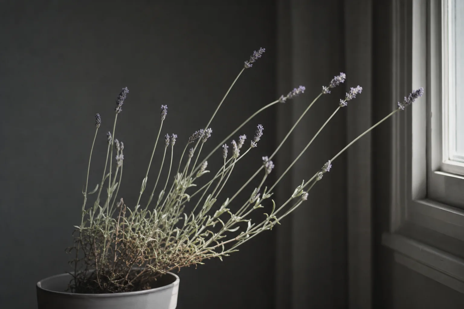 Not Enough Light on Lavender - visible symptom on the plant