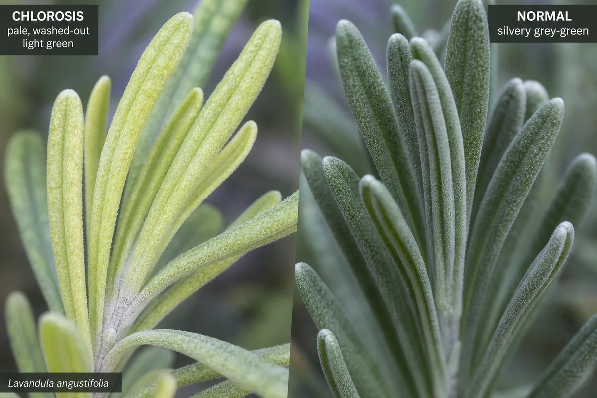 Close-up of Pale Leaves on Lavender - diagnostic detail