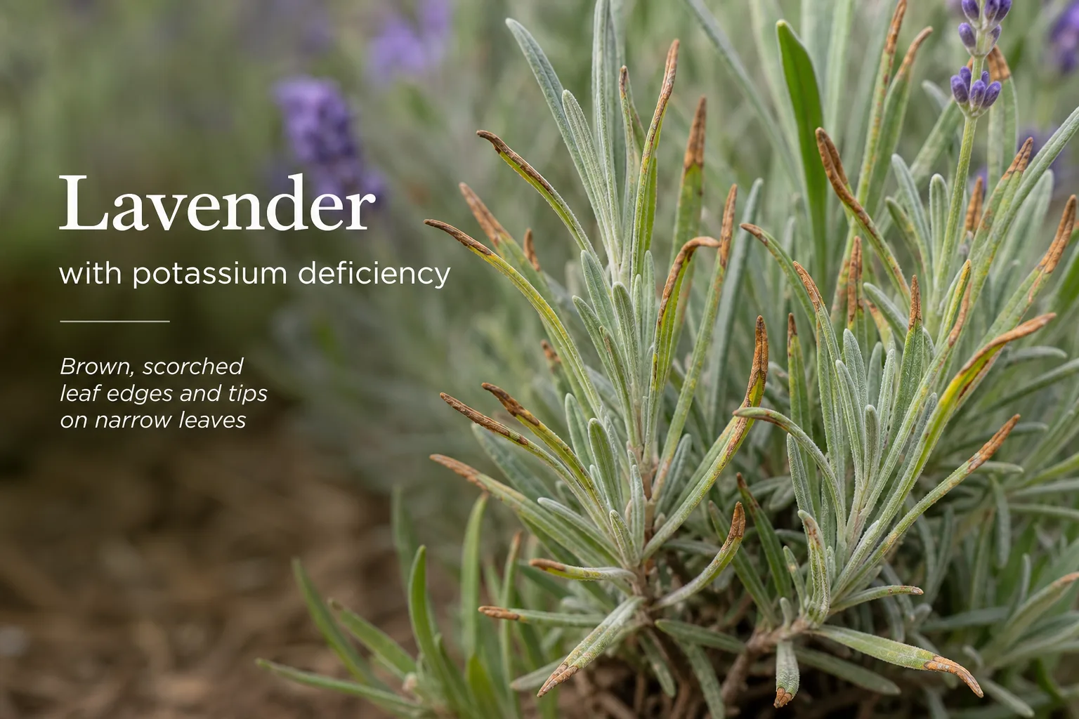 Potassium Deficiency on Lavender - visible symptom on the plant