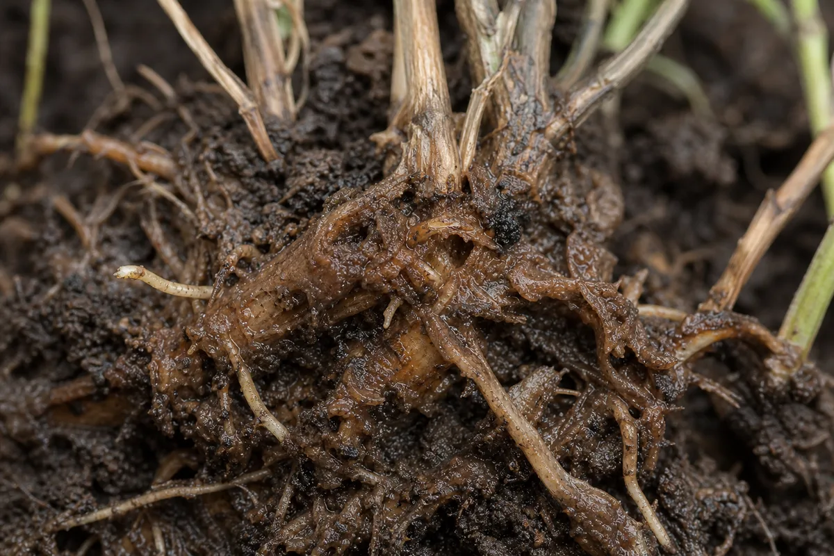 Close-up of Root Rot on Lavender - diagnostic detail
