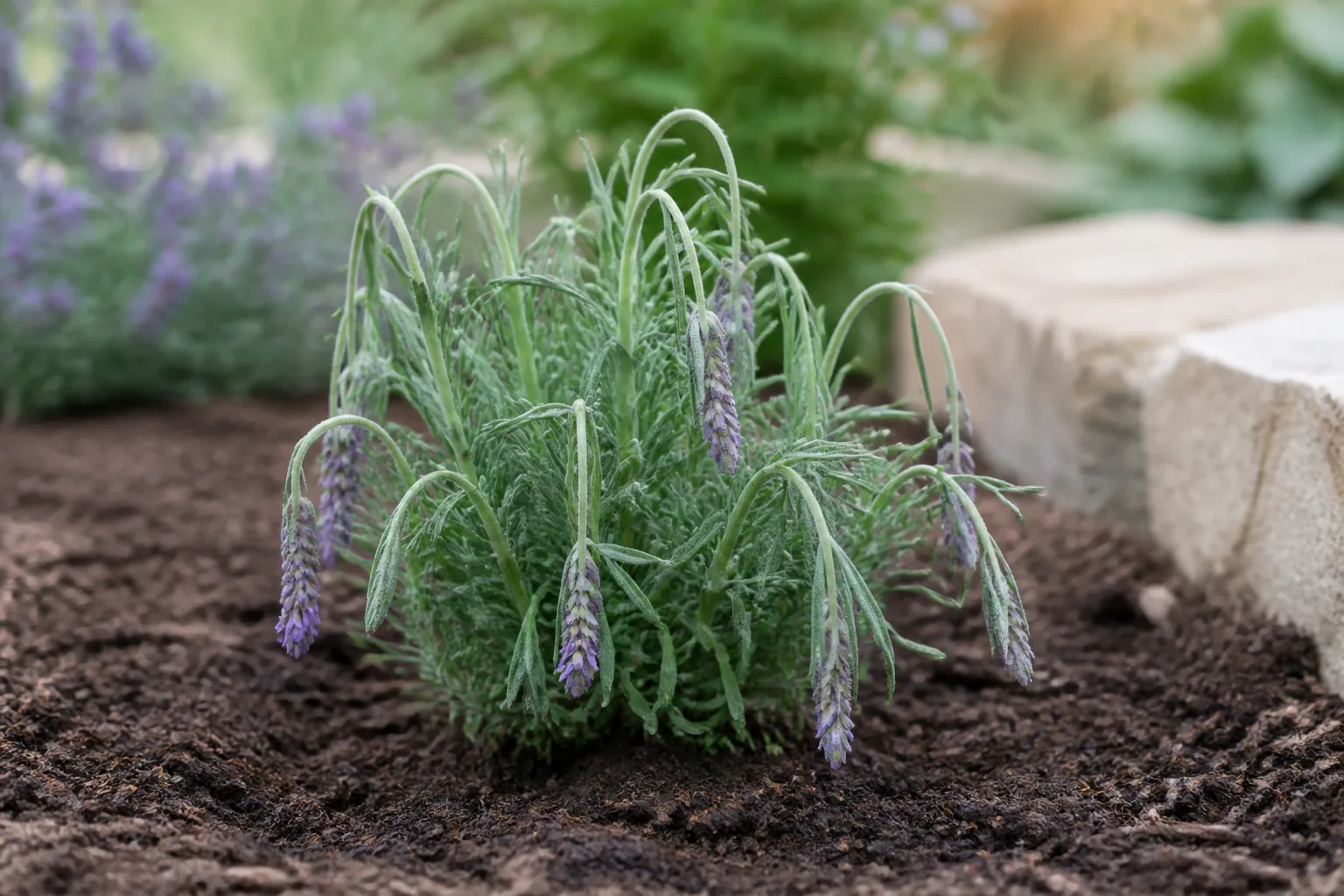 Transplant Shock on Lavender - visible symptom on the plant