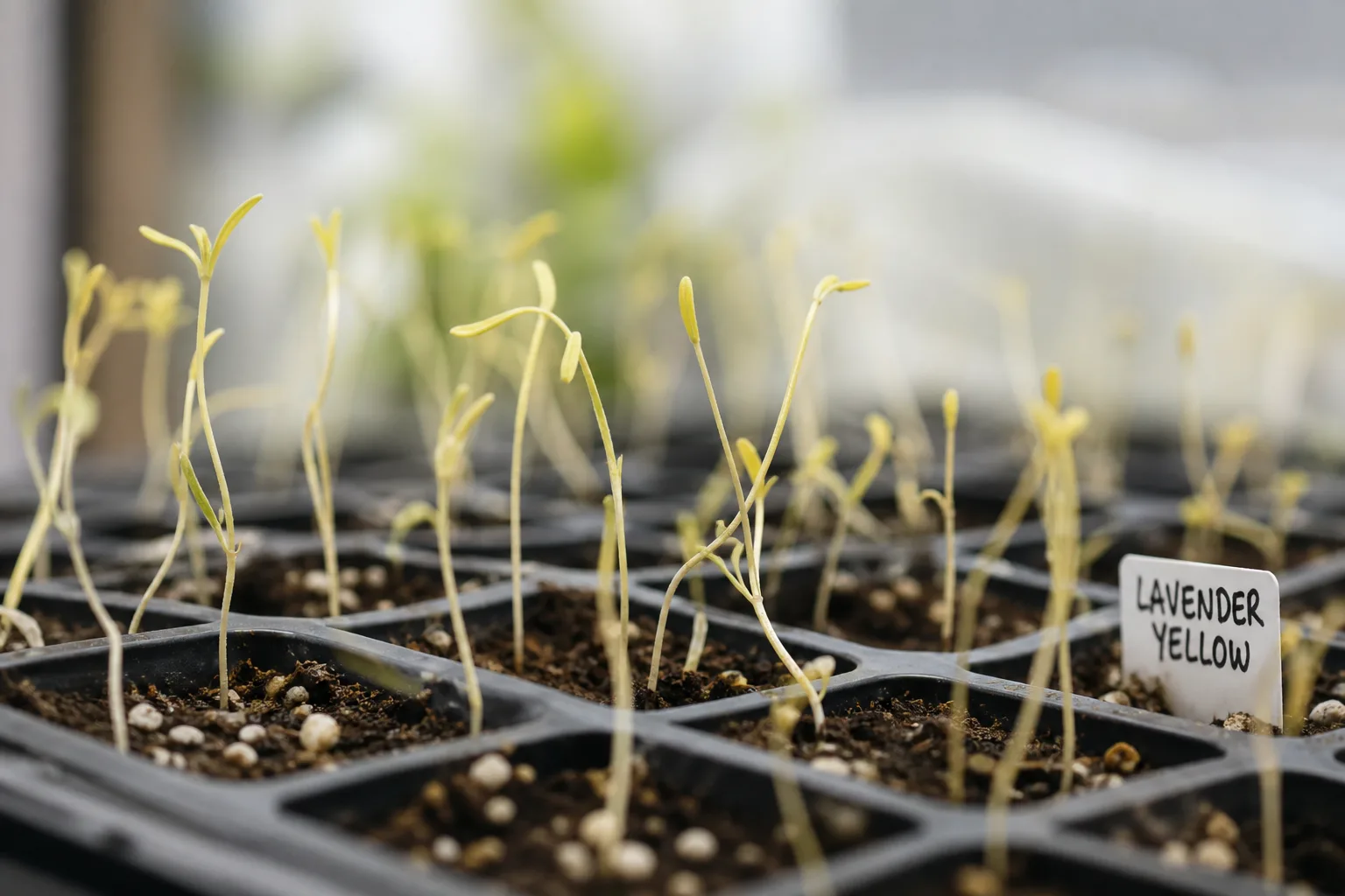 Yellow Seedlings on Lavender - visible symptom on the plant