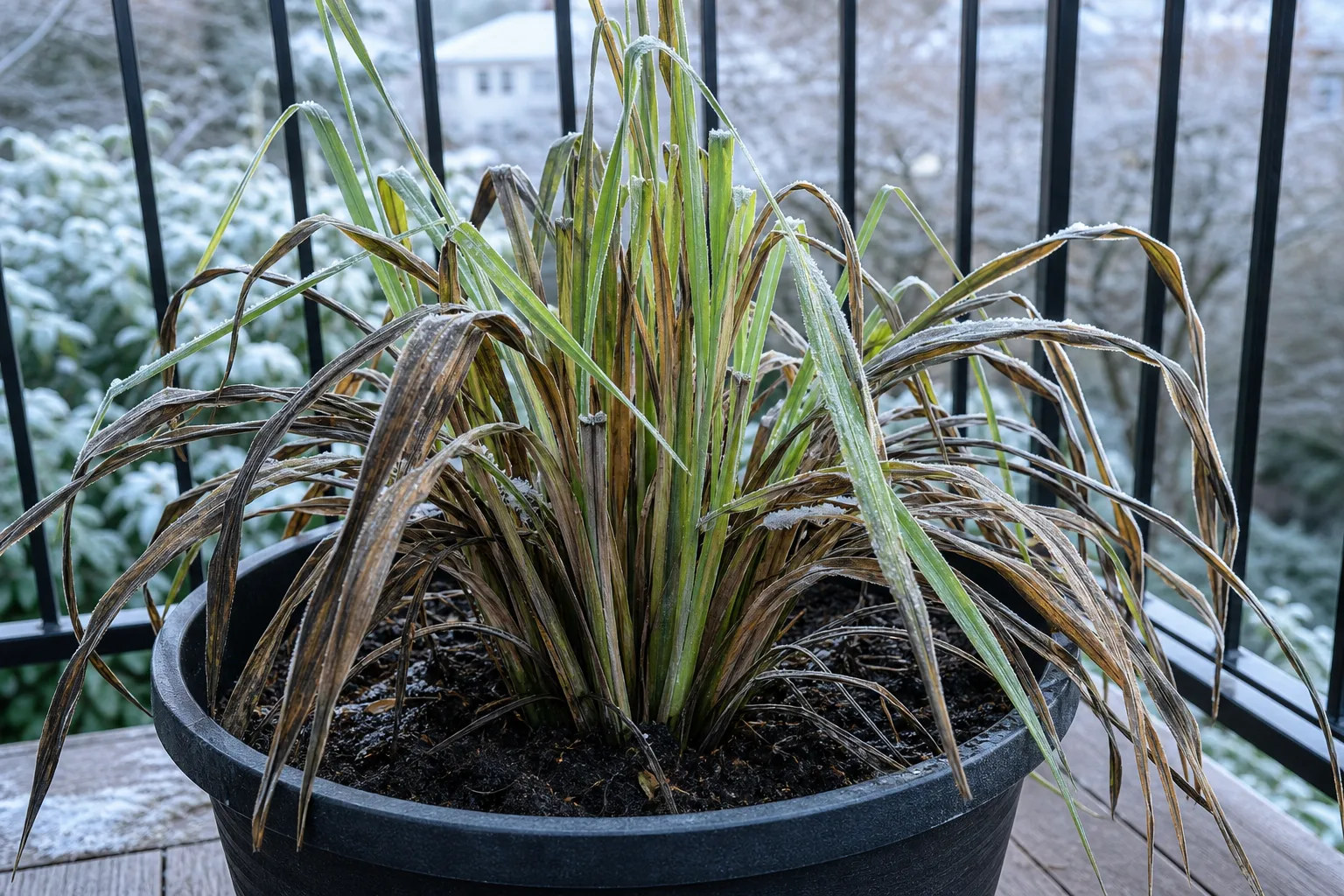Cold Damage on Lemongrass - visible symptom on the plant