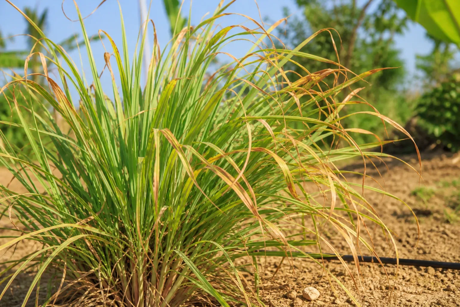 Heat Stress on Lemongrass - visible symptom on the plant