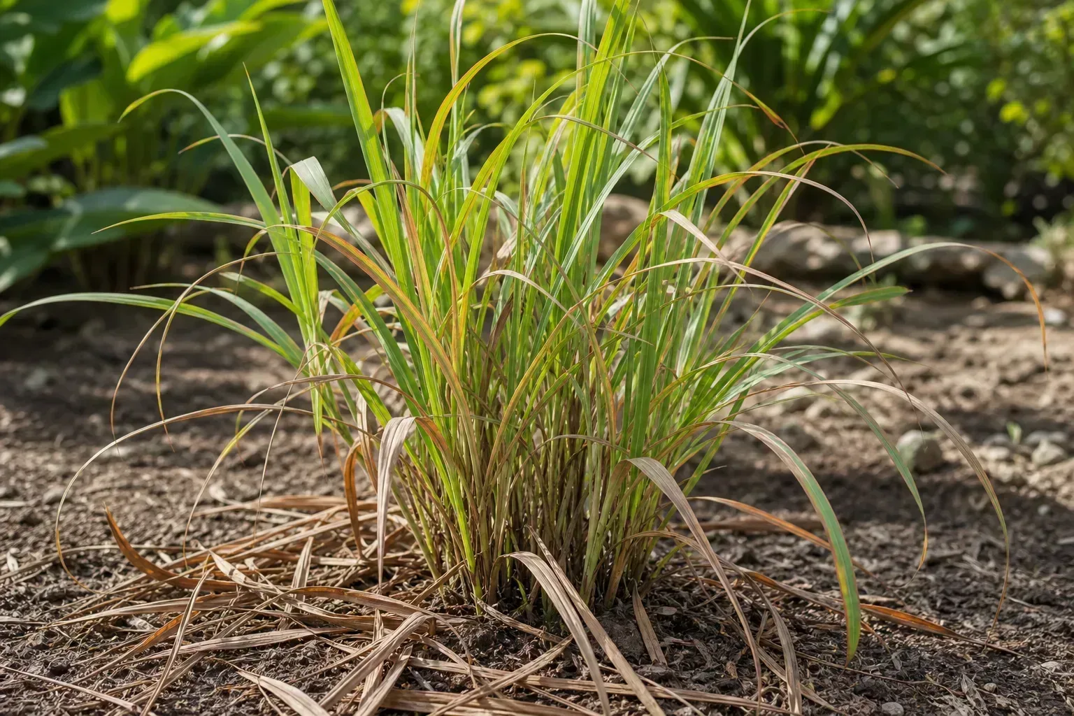 Leaf Drop on Lemongrass - visible symptom on the plant