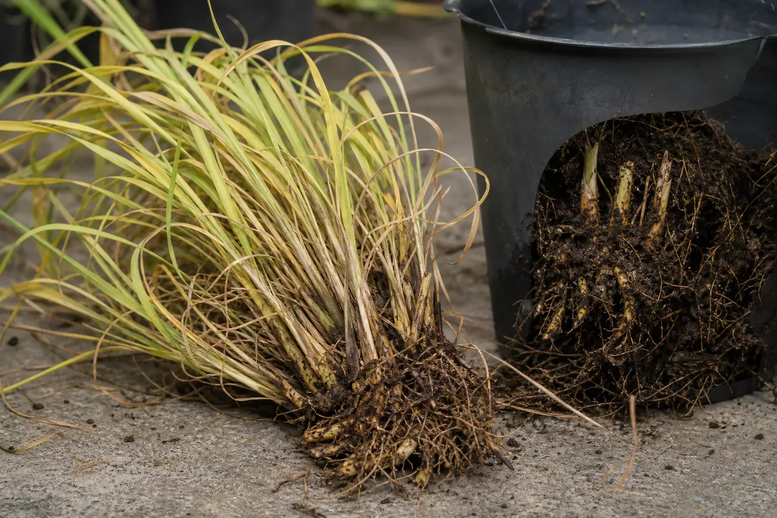 Root Rot on Lemongrass - visible symptom on the plant