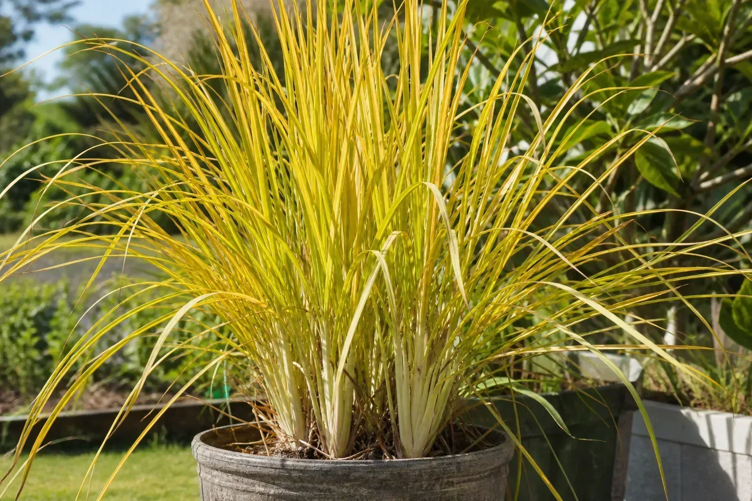 Yellow Leaves on Lemongrass - visible symptom on the plant