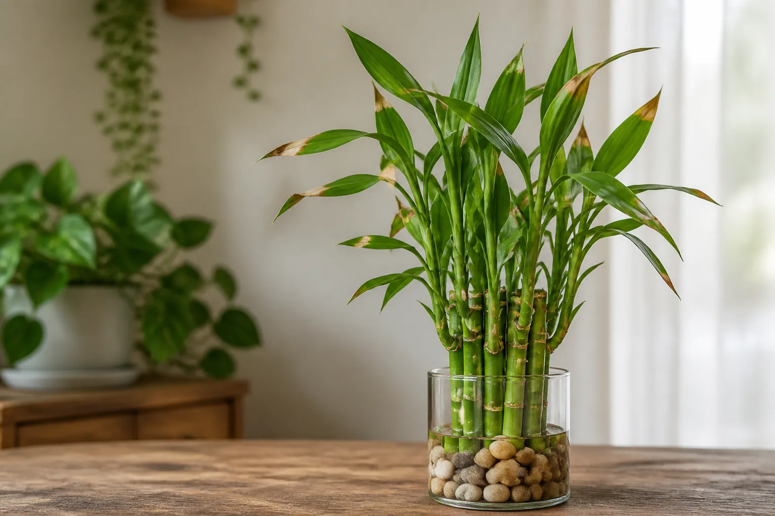 Brown Tips on Lucky Bamboo - visible symptom on the plant