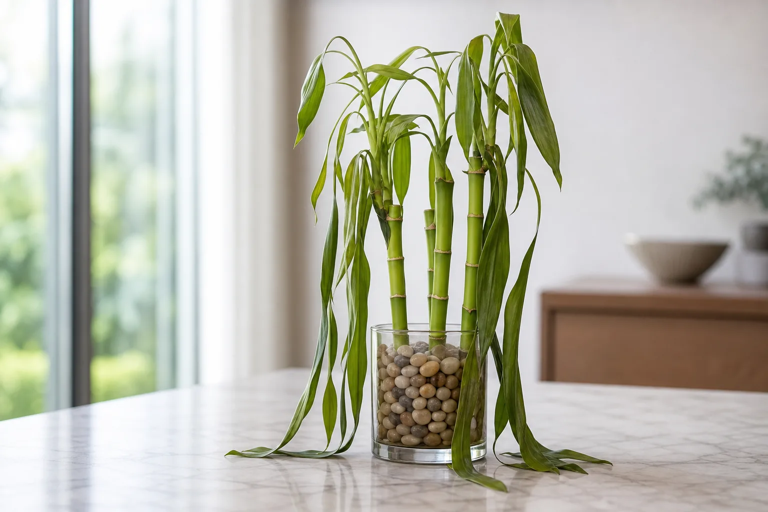 Drooping Leaves on Lucky Bamboo - visible symptom on the plant