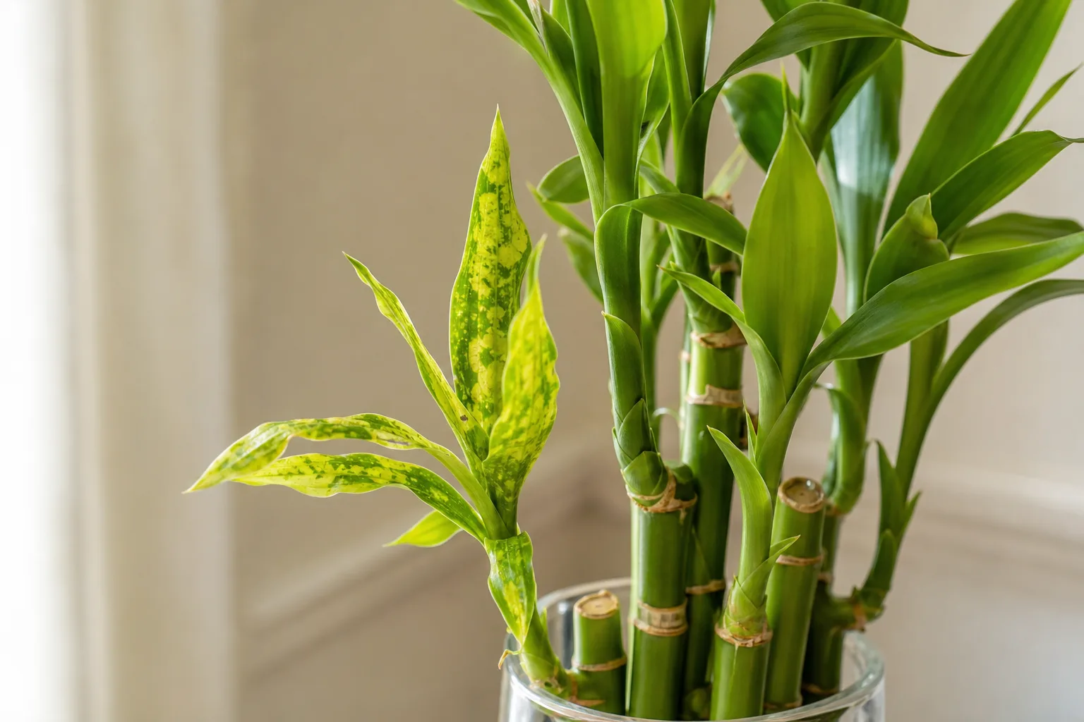 Mosaic Virus on Lucky Bamboo - visible symptom on the plant